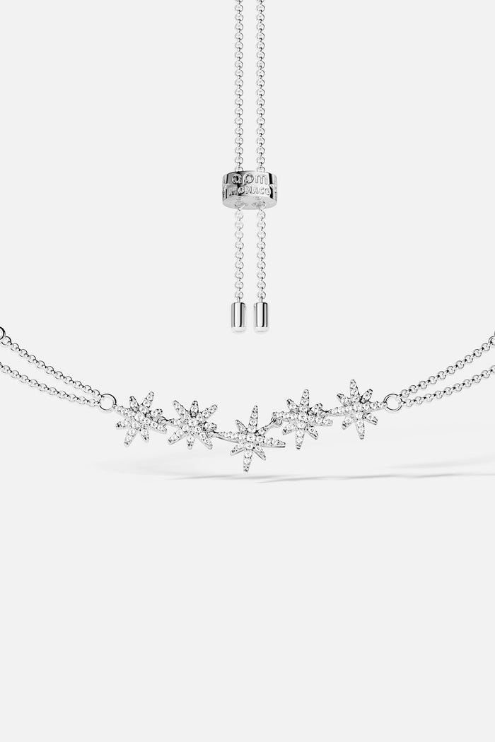APM Météorites Bracelet, a constellation of stars shimmering in rhodium finish.
