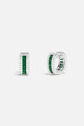 APM Hoop Earrings, a vivid green glow framed in luminous sparkle.