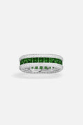 APM Ring, a bold green stripe framed in radiant rhodium finish sparkle.