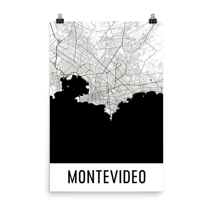 Montevideo Uruguay Street Map Poster Blue