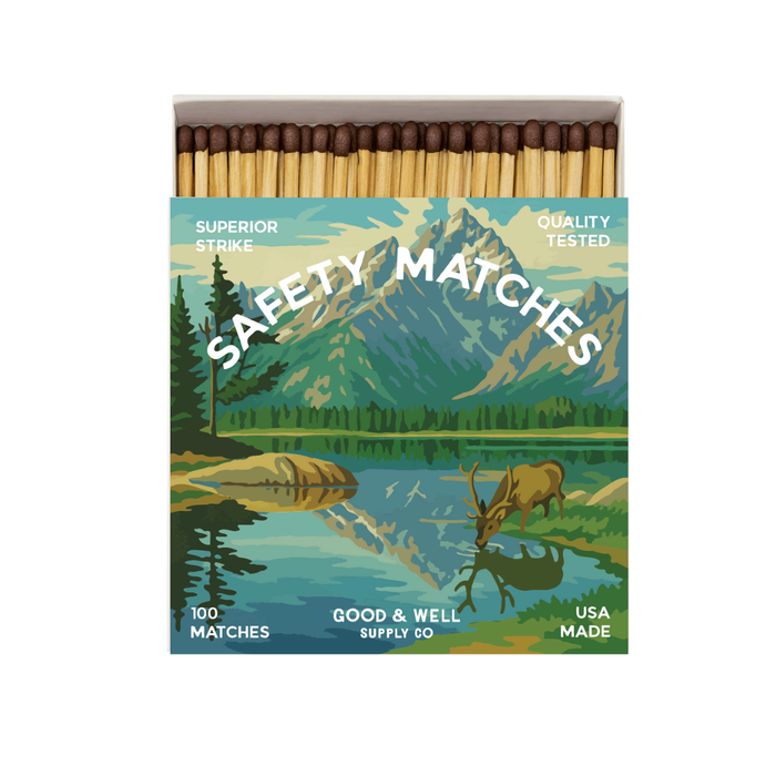 Mountain Lake & Elk Square Matchbox