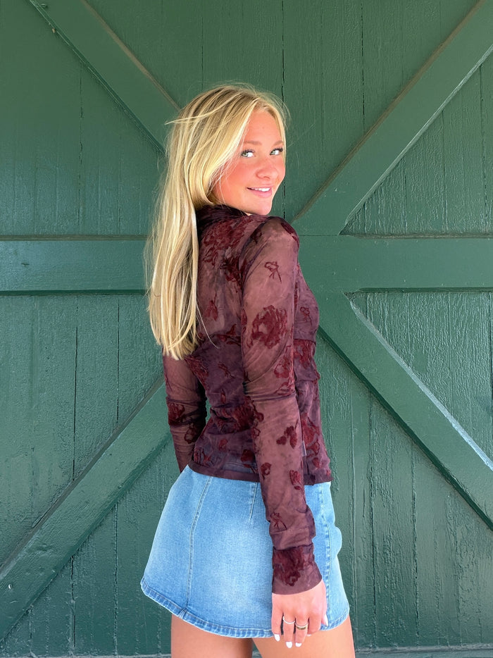 NIA Ophelia Top – Long Sleeve Sheer Mesh