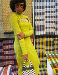 Nyeema Ribbed Stretch Dress - Green Motif