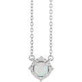 Opal Necklace with Diamond Halo