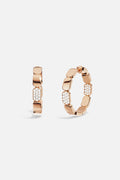 APM Hoop Earrings in warm rose color, sculpted links meet a shimmering pavé glow.