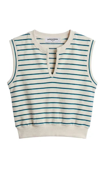 Perfect White Tee Sloane Stripe French Terry Split Top