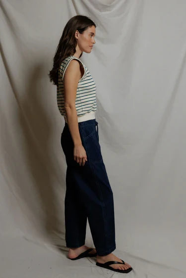Perfect White Tee Sloane Stripe French Terry Split Top