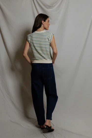 Perfect White Tee Sloane Stripe French Terry Split Top