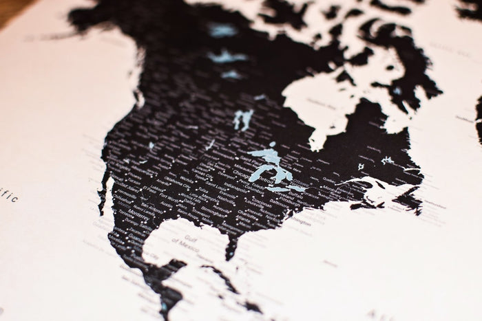 Personalized World Travel Map With 1,000 Pins - Tan Gift For Traveler