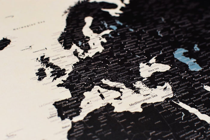 Personalized World Travel Map With 1,000 Pins - Tan Gift For Traveler