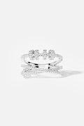 APM Ring, sparkling crossover lines in rhodium finish, effortlessly modern elegance.