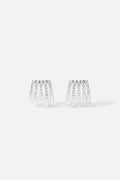 APM Earrings, cascading arcs of shimmer with a modern rhodium finish.