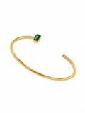 Rae & Jade 18K Gold Emerald Green Open Cuff Delicate Bracelet