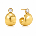 Rae & Jade Classic C-Hoop Earrings with Bezeled CZ detail – 18K Gold Plated Stainless Steel