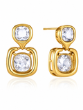Rae & Jade Double Crystal Square Drop Earrings – Waterproof