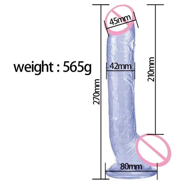 Realistic Silicone Dildo Body Safe G Spot Stimulator with Strong Suction Cup - 10 Inch