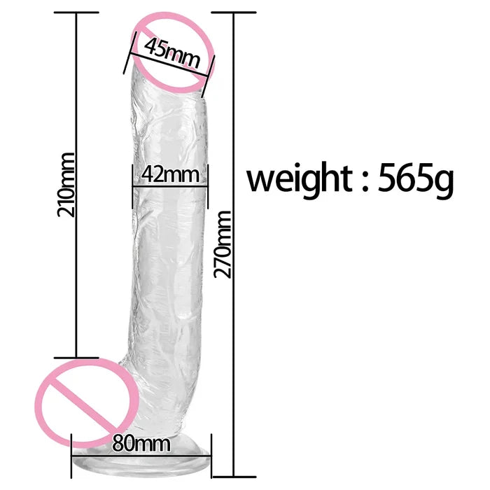 Realistic Silicone Dildo Body Safe G Spot Stimulator with Strong Suction Cup - 10 Inch