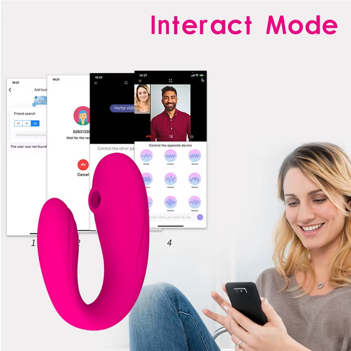 Rechargeable Clit Sucking G-Spot U Shaped Vibrator Dildo App Wireless Remote Control Wearable Couple Vibrator