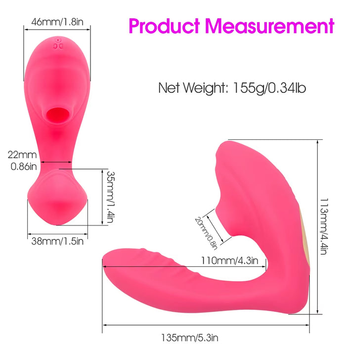 Rechargeable Pulse Vibration Clitoral Suction Vibrator Vaginal G Spot Stimulator