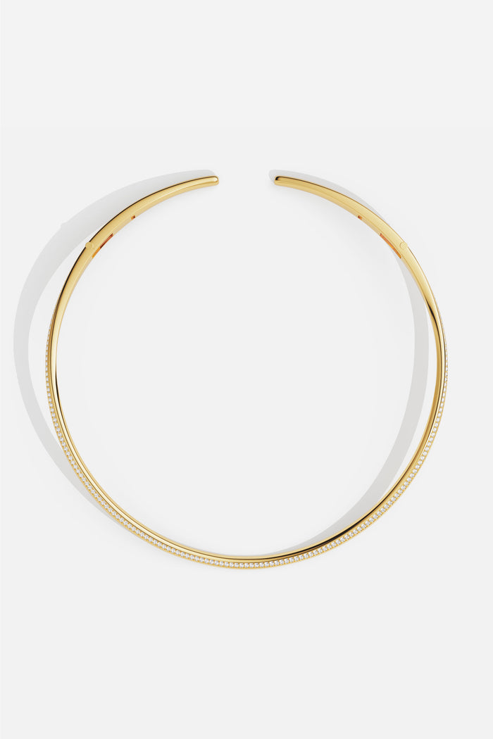 APM Choker Necklace in golden color, a sleek whisper of modern elegance.