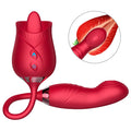 Rose with Dildo and Tongue Vaginal Sex Toys Teasing Suction Clitoral Stimulator Rose Clit Sucker Vibrator Toy