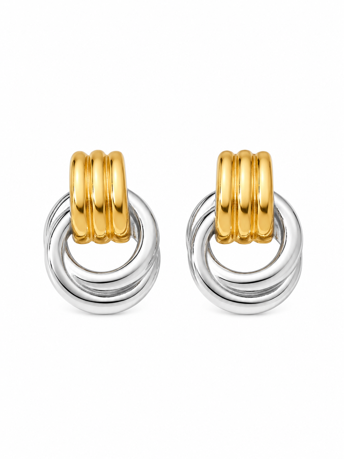 Savannah Love II Knot Door Knocker Hoops -Two-tone