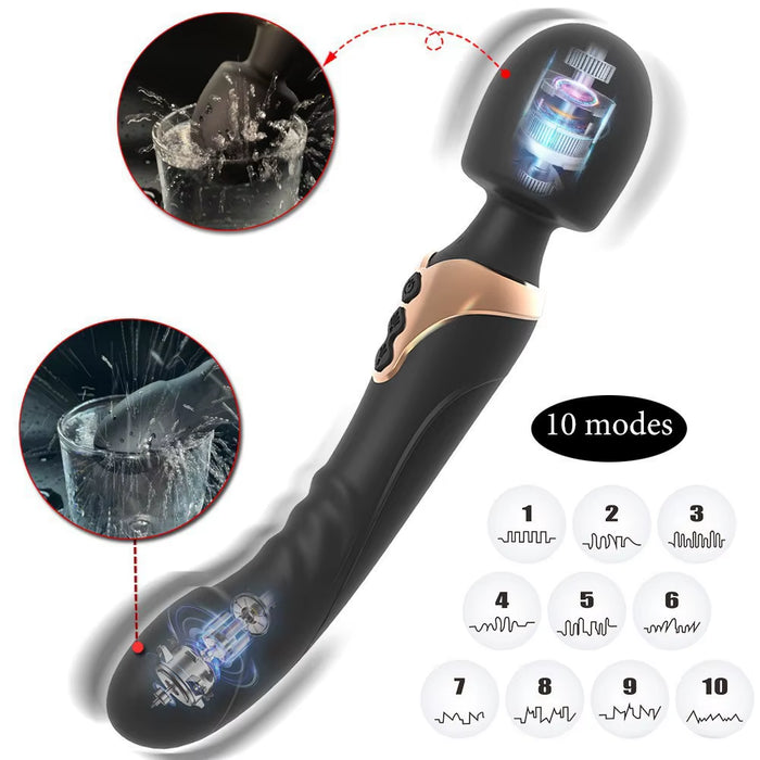 Sekssfun Power Vibrating Usb Double Head Dildo G Spot Massage Big Av Wand Magic Full Body Massager Vibrator