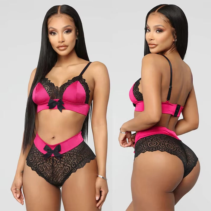 Sexy Exotic Sets Women Sexy Lingerie 2Pcs Bra and Panty Garters See through Underwear Lace Erotic