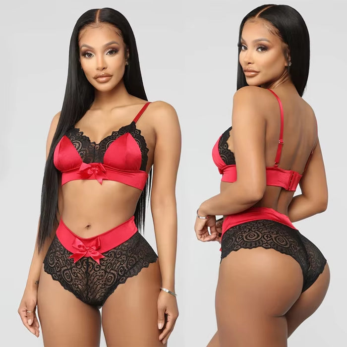 Sexy Exotic Sets Women Sexy Lingerie 2Pcs Bra and Panty Garters See through Underwear Lace Erotic