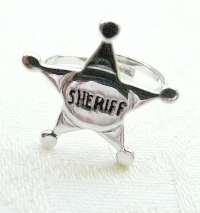 Andy Griffith and Don Knotts as Andy Taylor and Barney Fife with Fablesintheair's Sterling Silver Adjustable Sheriff's Star Ring. For the cowboy or cowgirl in us all. Sterling Silver Sheriff's Star Adkistable Ring. Sheriffs usually keep their stars bright and shining and this whimsical gumball ring is no exception, with a little smudge of oxidization to showcase the detail.