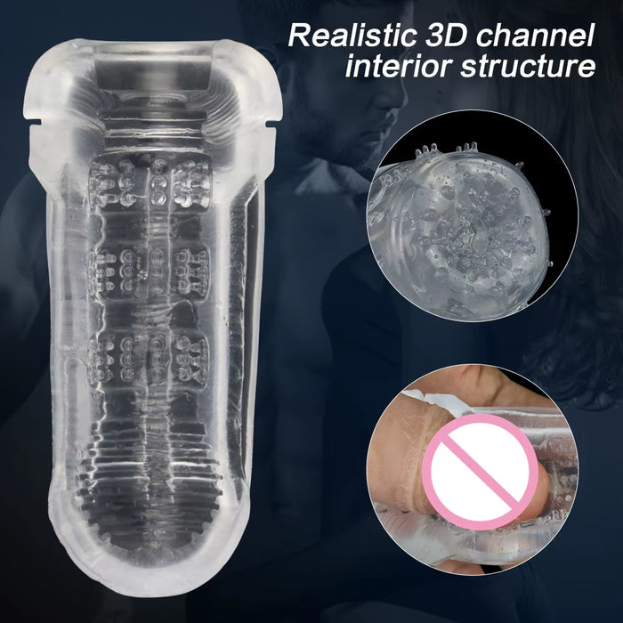 Silicone Male Masturbator Reality Masturbation Cup Male Sex Toys Transparent Aircraft Cup for Men Sex toy