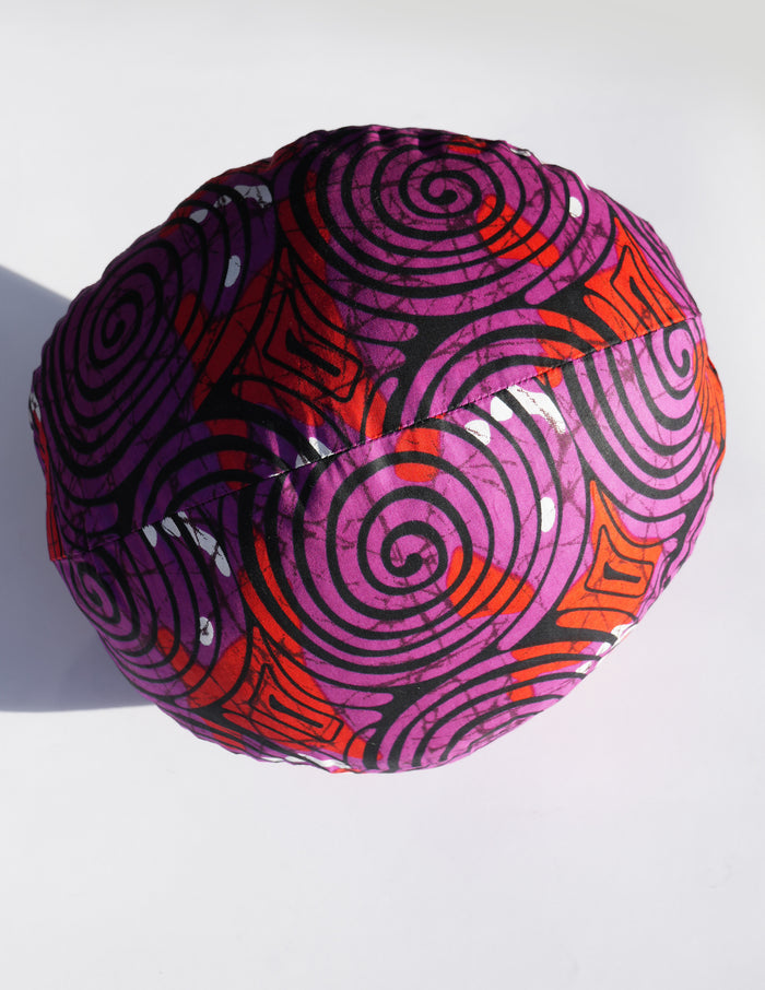 Small Round Patterned Pillow - Purple/Red