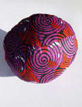 Small Round Patterned Pillow - Purple/Red