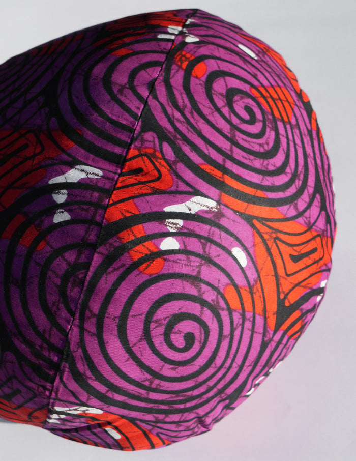 Small Round Patterned Pillow - Purple/Red
