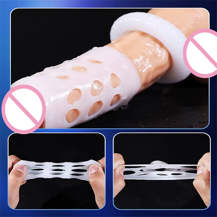 Soft Silicone Reusable Breathable Cock Ring Set Lock Sperm Foreskin Correction Resistance Ring