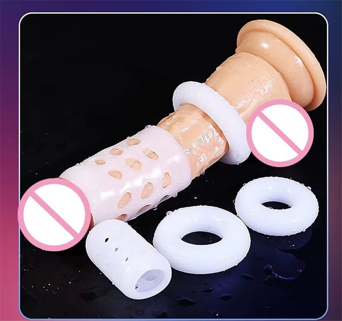 Soft Silicone Reusable Breathable Cock Ring Set Lock Sperm Foreskin Correction Resistance Ring