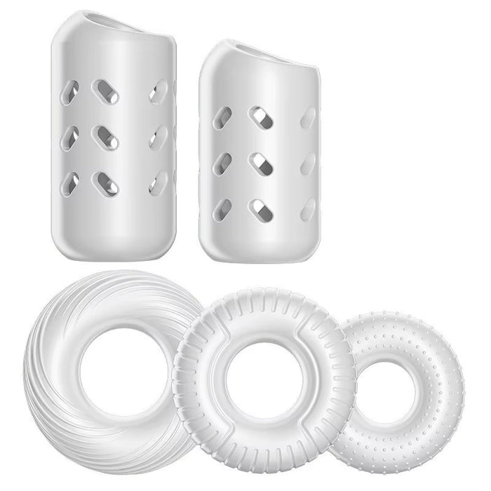 Soft Silicone Reusable Breathable Cock Ring Set Lock Sperm Foreskin Correction Resistance Ring