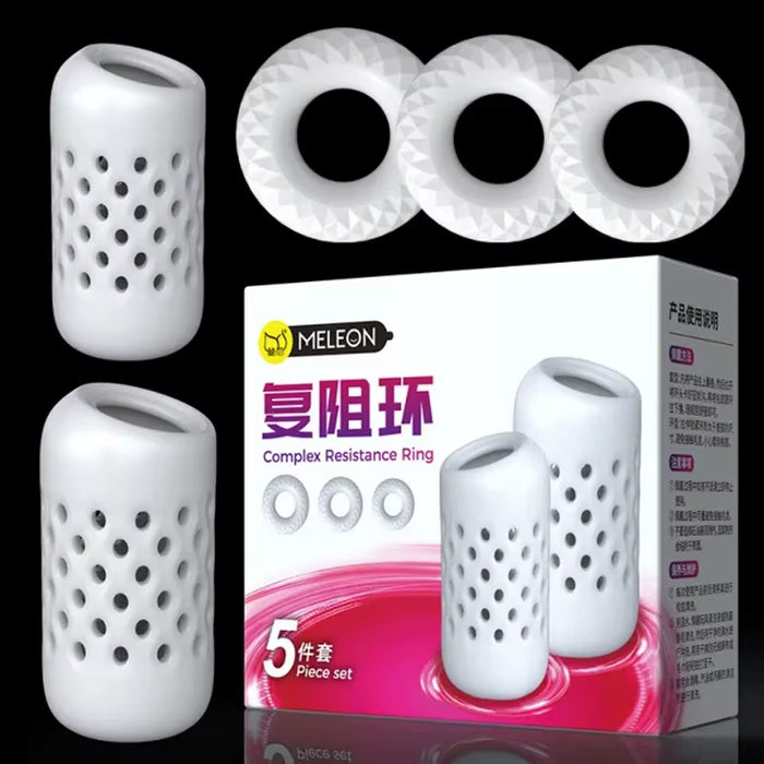 Soft Silicone Reusable Breathable Cock Ring Set Lock Sperm Foreskin Correction Resistance Ring