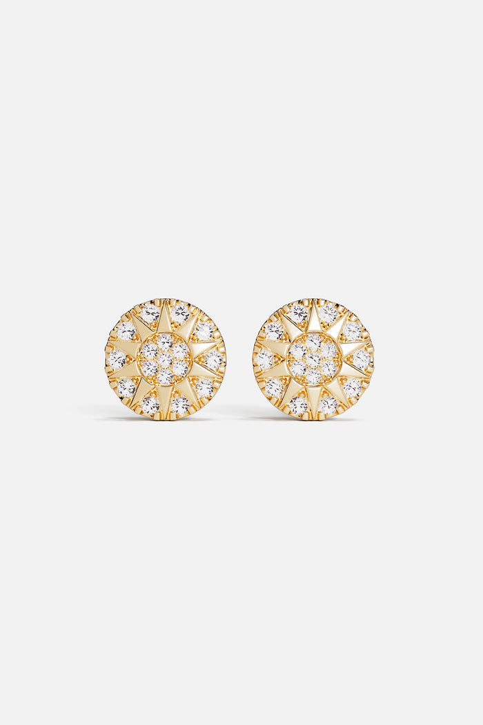 APM Earrings in golden color, a radiant sunburst shimmer for effortless charm.