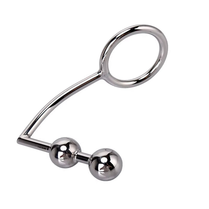 Stainless Steel Metal Beads Penis Ring Butt Plug Cock Ring Anal Hook for Men