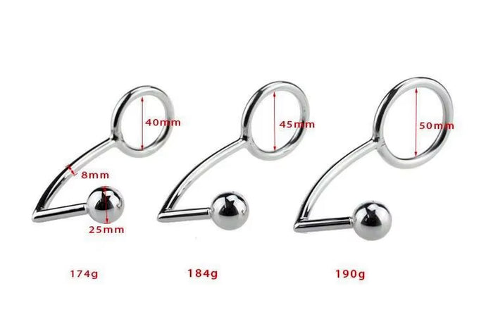 Stainless Steel Metal Beads Penis Ring Butt Plug Cock Ring Anal Hook for Men