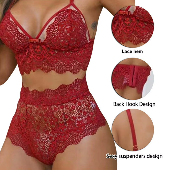 Summer Sexy Seamless Lingerie Sets Women Lace Push up Bra and Panty Set Sexy V Neck Hot Erotic Crop Top Underwear
