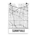Sunnyvale CA Street Map Poster White