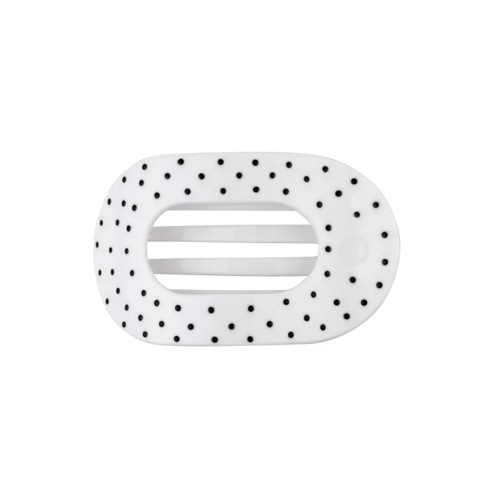 Teletie|White Polka Dot Flat Round Clip