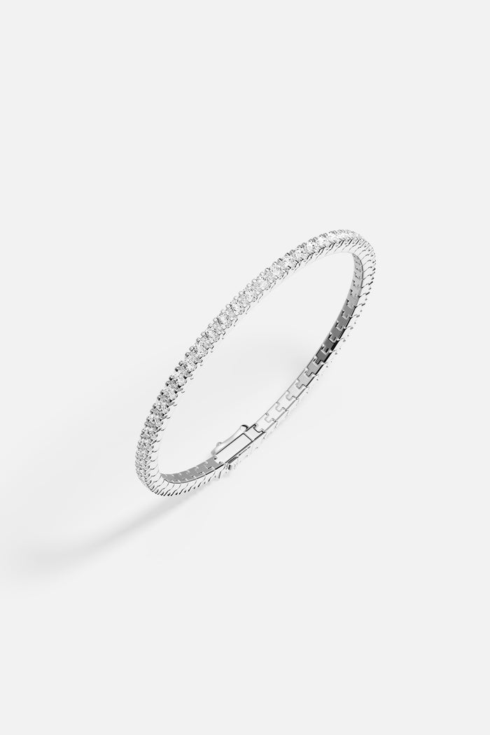APM Tennis Bracelet in rhodium finish, effortless brilliance for every day.