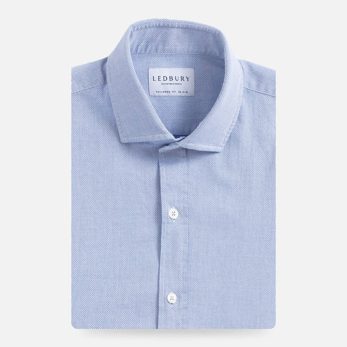 Blue dobby soft dress shirt with chambray effect - Ledbury Caven