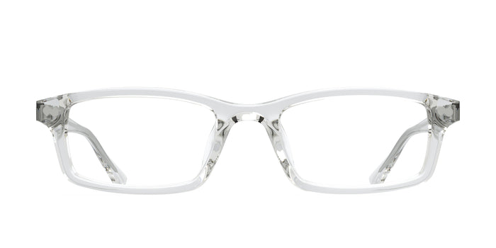 The Cedro rectangle eyeglasses in crystal clear acetate by Pair Eyewear