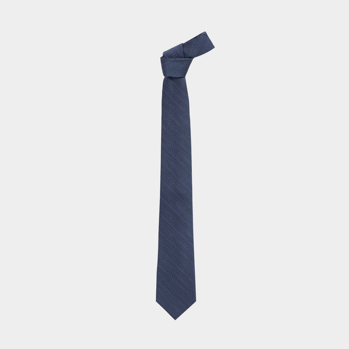 The Dark Blue Pavone Silk Tie Tie- Ledbury