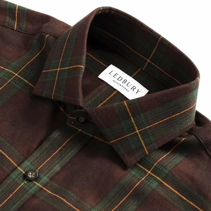 The Dark Brown Woodly Plaid Custom Shirt Custom Casual Shirt- Ledbury