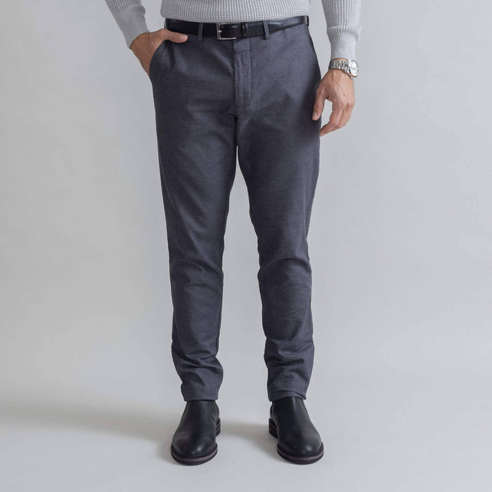Ledbury Dark Grey Brushed Cotton Richmond Dress Chino Custom Pant — full front view, made to order in your choice of waist size and inseam